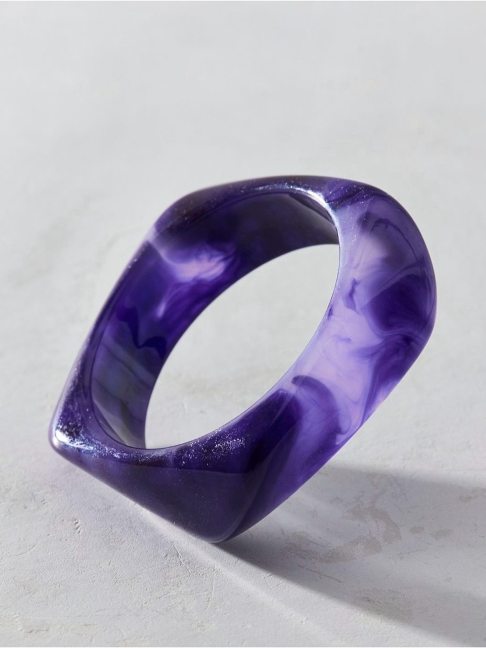 Purple Resin Iris Acrylic Retro Chunky Bangle Bracelet